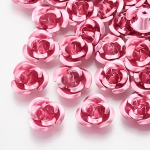 Aluminum Flower Beads, Light Pink, 3-Petal Flower, 8.5~9x4.5mm, Hole: 1mm, Crafts, Jewelry  Purple Mountain Beads