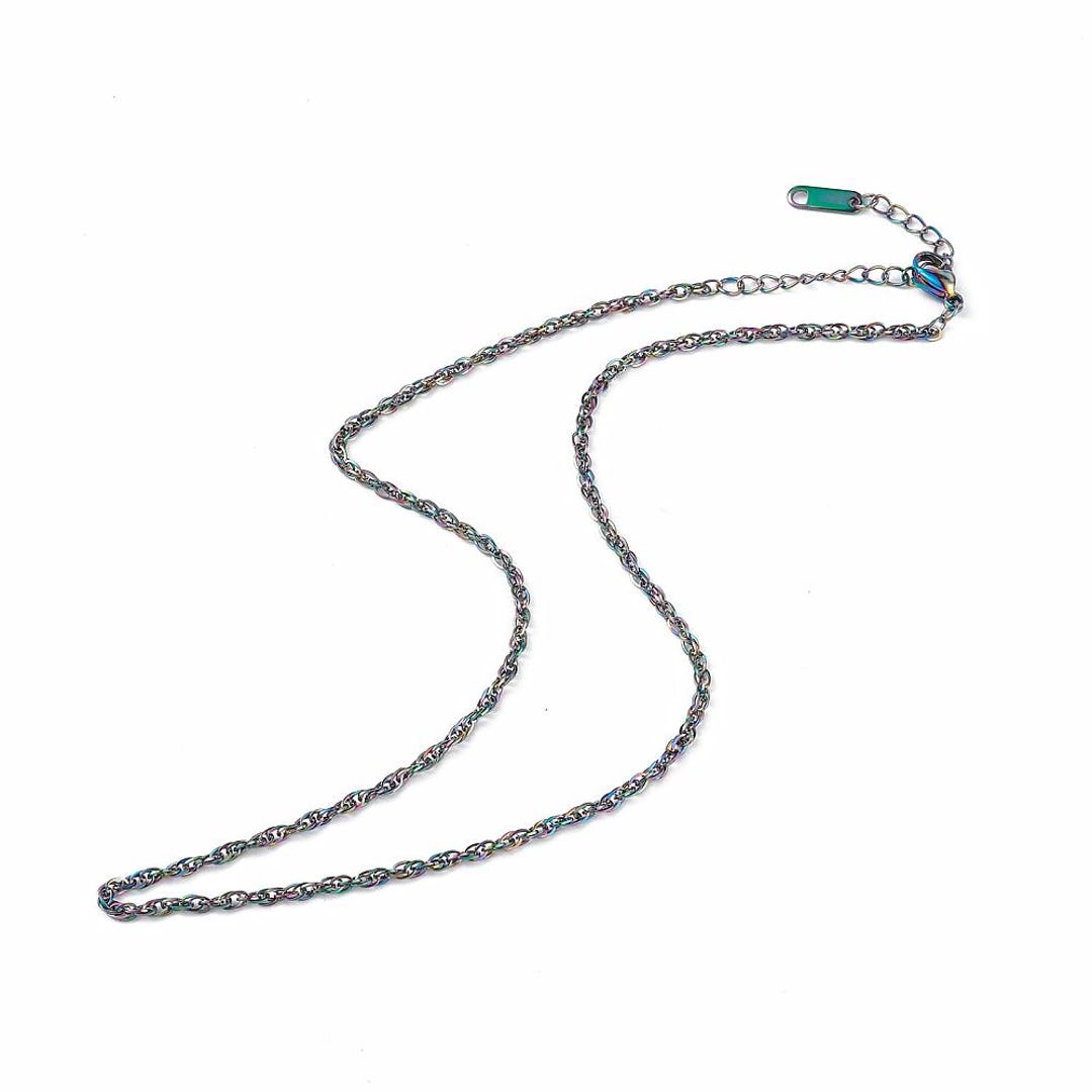 16 Rope Chain Rainbow Metal, 16” Rope Chain Necklace With 2.5” Extender Chain, 304 ...