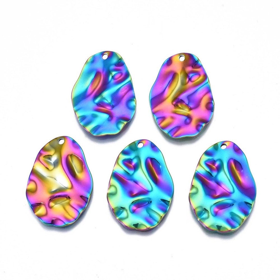 Oval Ripple Rainbow Metal, Oval Teardrop Shape With Water Ripple Effect 304 ...
