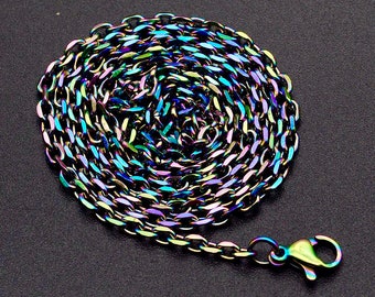 Rainbow Metal, 18" Stainless Steel Cable Chain Necklace for Jewelry Making, 3mm Wide, Lobster Claw Clasps, 304 Stainless Steel,