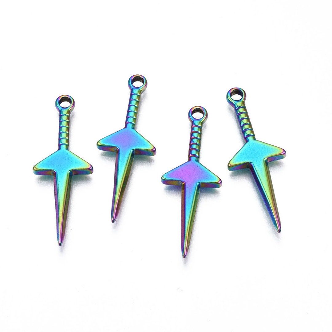 Rainbow Metal, Gothic, Dagger, Rack Plating 304 Stainless Steel ...