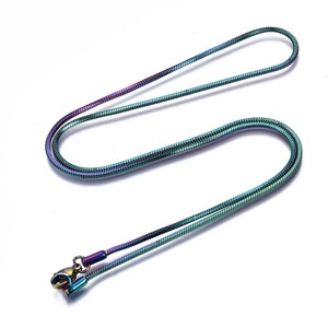 Rainbow Metal, Men's Snake Chain 20", 304 Stainless Steel Figaro Chain Necklaces, with Lobster Claw Clasps, Jump Rings
