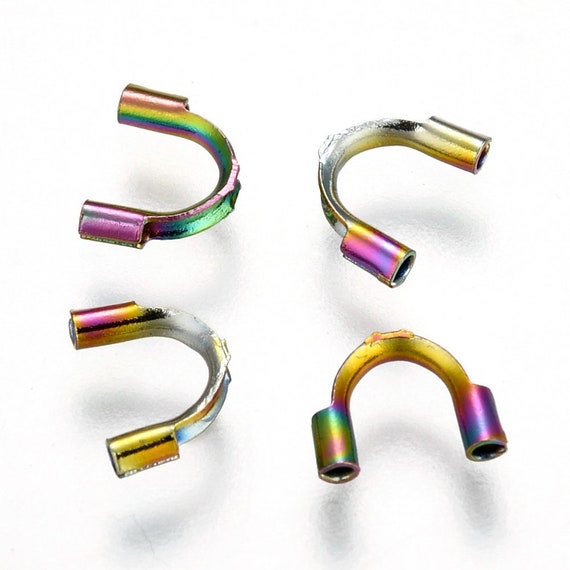 Rainbow Metal, Wire Guard Protector, Ion Plating(IP) 316 Surgical Stainless Steel,  for Bracelet and Necklace Making