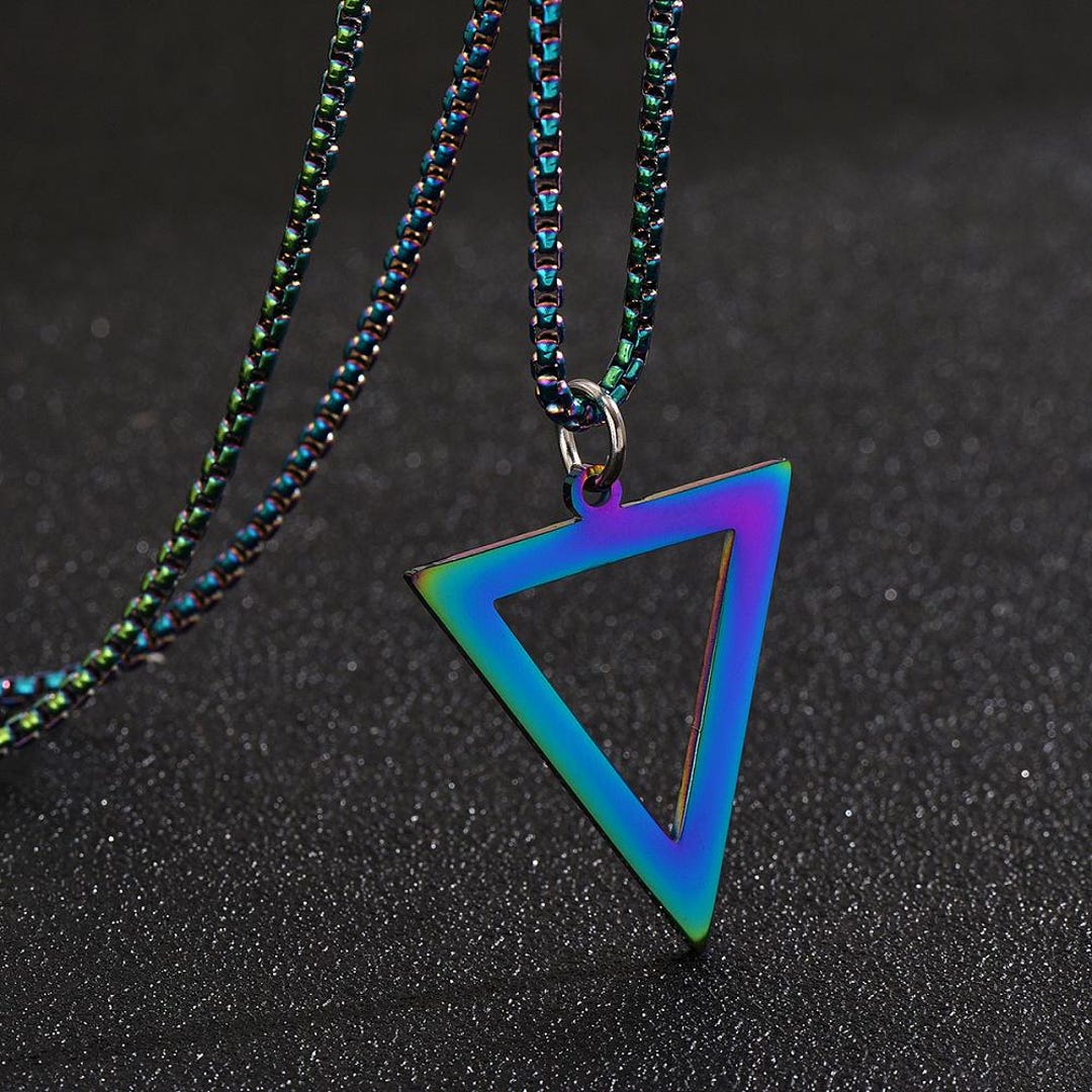 Rainbow Metal, Men's Inverted Triangle Stainless Steel Pendant Box ...