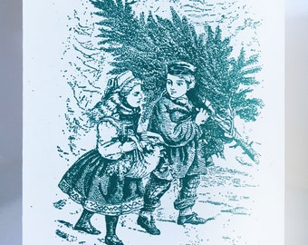 Christmas Card - Kids and Tree