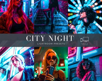 10 City Night Lightroom Presets, Neon Lightroom Presets, Night Photography Filters, Urban Moody Presets, Mobile & Desktop Presets