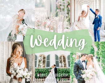 10 Wedding Lightroom Presets Mobile, Bright Wedding Presets, Natural Light Preses, Outdoor Wedding Presets, Airy Presets, Couple Presets