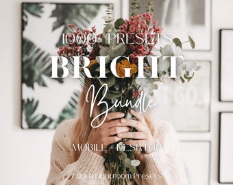 Über 1000 Bright Airy Bundle-Voreinstellungen, Mobile- und Desktop-Bundle Lightroom, Preset-Bundle für Instagram, Light Airy Soft Clean Blogger-Voreinstellungen