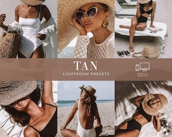 10 Tan Lightroom Presets, Bronzed Skin Presets, Summer Lightroom Presets, Beach Filters, Warm Brown Presets, Mobile & Desktop