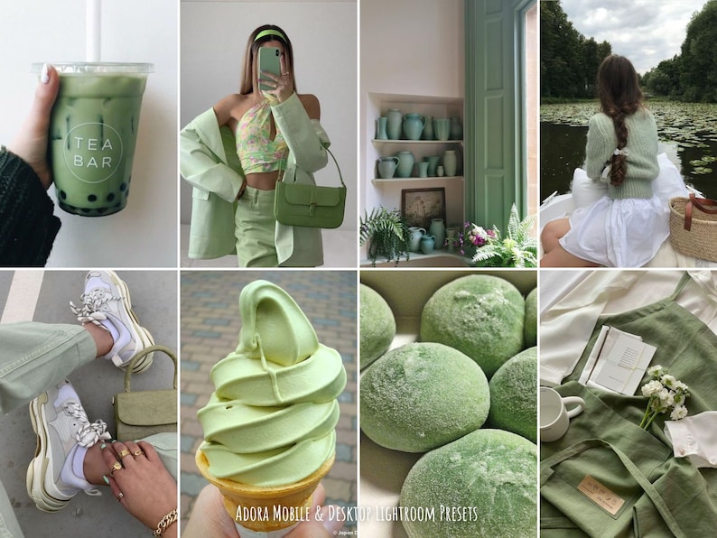 10 Matcha Preset Lightroom Mobile, Green Pastel Presets, Instagram Preset, Mint Travel Blogger, Summer Preset, Bright Airy Influencer Preset image 2