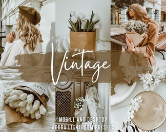 10 Vintage Preset Lightroom, Instagram Presets, Mobile and Desktop Presets, Iphone Presets, Neutral Filter, Beige Blogger Presets, Aesthetic