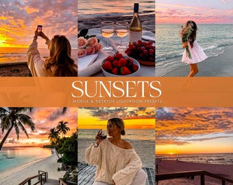 10 Sunsets Lightroom Presets, Warm Beach Summer Presets, Instagram Presets, Influencer Sunset Filters, Bright Beach Aesthetic Preset, Golden