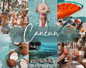 10 paramètres prédéfinis Lightroom de Cancun, mobiles et ordinateurs de bureau, paramètres prédéfinis lumineux Blogger, paramètres prédéfinis voyage, paramètres prédéfinis été plage, paramètres prédéfinis Instagram couleur pop