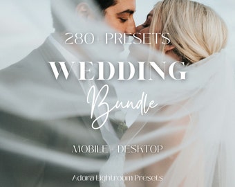 Plus de 280 paramètres prédéfinis pour le mariage, ensembles prédéfinis Lightroom, paramètres prédéfinis Lightroom pour mobile et ordinateur de bureau, paramètres prédéfinis lumineux pour couples de mariés, filtre de fiançailles