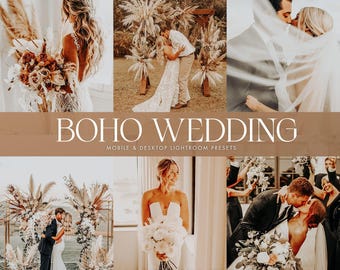10 Wedding Lightroom Presets, Creamy Wedding Presets, Boho Couple Presets, Beige Presets, Bohemian Presets, Natural Wedding Filters
