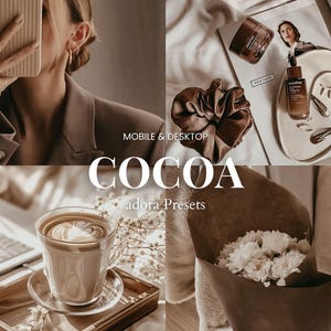 Presets para Lightroom em tons de marrom, Presets cor de cacau, Filtro quente, Presets chocolate, Presets estéticos, Presets para celular e computador, Presets de moda