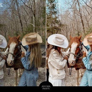 10 Western-Mädchen-Presets, Cowgirl Lightroom Mobile Presets, Pferde-Presets, Outdoor Cowboys Presets, Ranch-Fotografie, Warme goldene Stunde Bild 5