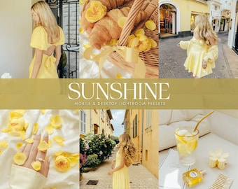 Yellow Lightroom Presets, Bright Spring Presets, Summer Presets, Instagram Presets, Blogger Presets, Soft Pastel Tones, Mobile Presets