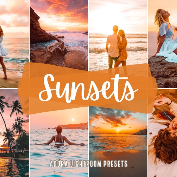 10 Sunsets Lightroom Presets, Warm Beach Summer Presets, Instagram Presets, Influencer Sunset Filters, Bright Beach Aesthetic Preset, Golden