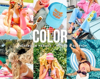 10 Color Pop Presets Lightroom, Bright Blogger Presets, Summer, Beach, Travel (Mobile & Desktop)
