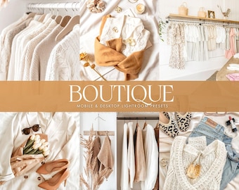 10 presets boutique para Lightroom Mobile, presets cálidos y acogedores para Instagram, fotografía de moda y negocios, presets limpios y brillantes, presets para productos.