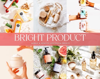10 presets de Lightroom para productos, presets para productos brillantes, filtros limpios y brillantes, para móvil y ordenador, fotografía de productos brillantes