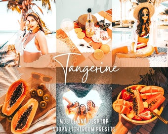 10 Tangerine Lightroom Presets, Travel Blogger Wanderlust Orange Presets, Summer Beach Warm Tone Presets, Instagram Mobile Presets, Colorful