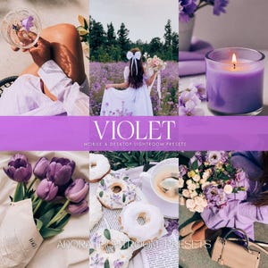 10 ajustes preestablecidos de Lightroom, Blogger, Instagram, morado, vibrantes, estéticos, móviles y de escritorio.