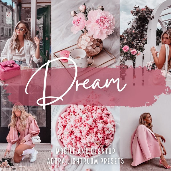 10 Dream Lightroom Presets, Pink Mobile Presets, Rose Gold Presets, Instagram Presets, Sof Pastel Blogger Presets, Desktop Presets, Vsco