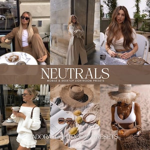 Neutrale Lightroom-voorinstellingen: mobiele en desktopfilters (digitale download)