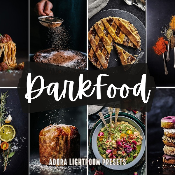 10 preimpostazioni per dispositivi mobili e desktop Lightroom Dark Food, preimpostazioni per food blogger, filtro per alimenti lunatici, preimpostazioni per cibi gustosi, fotografia di cibo nero VSCO