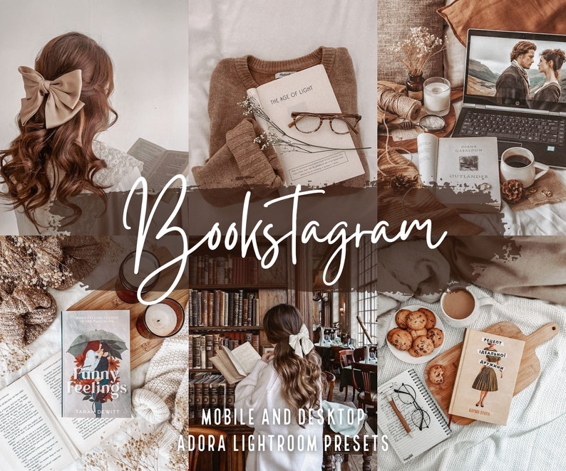 10 Bookstagram Lightroom Presets, Mobile and Desktop Presets, Warm Academia Filter, Aesthetic Presets, Book Presets, Instagram Preset, Vsco image 1