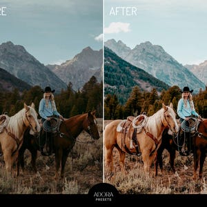 10 Western-Mädchen-Presets, Cowgirl Lightroom Mobile Presets, Pferde-Presets, Outdoor Cowboys Presets, Ranch-Fotografie, Warme goldene Stunde Bild 7