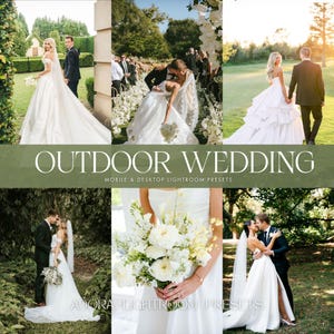屋外ウェディングプリセット10選、明るいカップル向けモバイルLightroomプリセット、春向けプリセット、グリーンウェディングプリセット、エンゲージメントフィルター、ブライダルプリセット