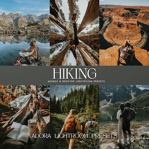 ハイキングLightroomプリセット10選、明るい冒険プリセット、旅行インフルエンサープリセット、Instagramプリセット、モバイル＆デスクトッププリセット、ワンダーラスト