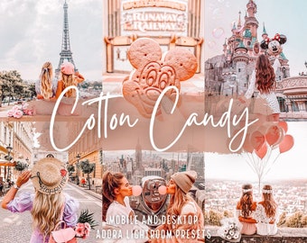 10 Cotton Candy Mobile Lightroom-Presets, Pink Instagram-Presets, Rose-Gold-Presets, Light Airy-Presets, Pastellfilter, Theme Park-Presets