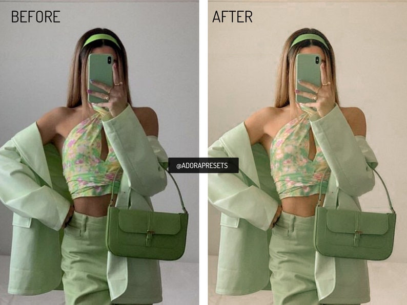 10 Matcha Preset Lightroom Mobile, Green Pastel Presets, Instagram Preset, Mint Travel Blogger, Summer Preset, Bright Airy Influencer Preset image 3