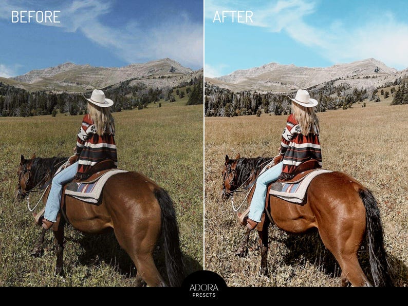 10 Western-Mädchen-Presets, Cowgirl Lightroom Mobile Presets, Pferde-Presets, Outdoor Cowboys Presets, Ranch-Fotografie, Warme goldene Stunde Bild 9