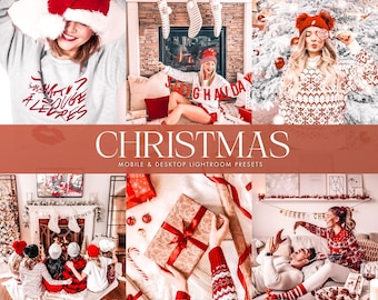 10 Christmas Lightroom Presets, Red Christmas Presets, Holiday Presets, Bright Festive Preset, Xmas Presets, Mobile & Desktop