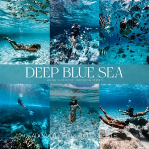 Presets do Lightroom para fotografia subaquática, mergulho com snorkel, oceano (DNG XMP para dispositivos móveis e computadores)