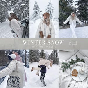 10 Winter-Presets, Schnee-Lightroom-Presets, Helle Winter-Presets, Schnee-Fotofilter, Kaltweiße Lightroom-Presets, Presets für Mobilgeräte und Desktop-Computer