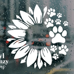 słonecznikowe łapy futro mama miłośnik zwierząt naklejka winylowa naklejka na samochód naklejka na zderzak | miłośnik psów | miłośnik kotów | miłośnik zwierząt | naklejka na zwierzęta | kochający naklejka na zwierzęta