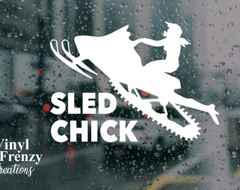 Sled Chick Snowmobile Vinyl Decal | Weatherproof Vehicle Sticker