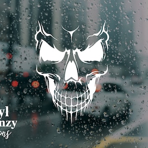 Angry skull premium grade vinyl decal | skull decal | car decal | truck decal | laptop sticker | water bottle sticker