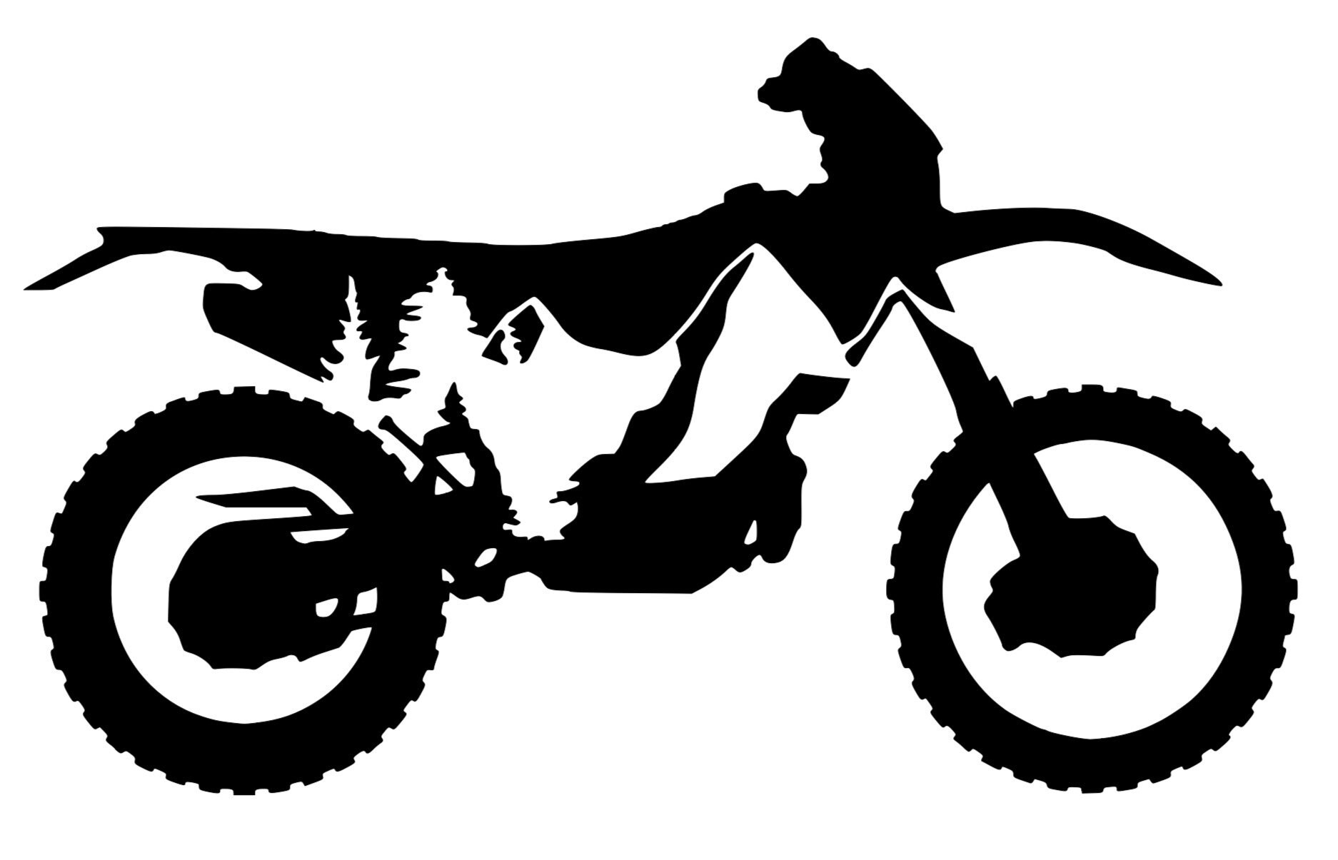 Dirt Bike Vinyl Decal With Mountains and Trees Permanent Vinyl Etsy