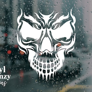 Angry skull premium grade vinyl decal | skull decal | car decal | truck decal | laptop sticker | water bottle sticker