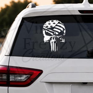 American Flag Punisher Skull Vinyl Decal | Weatherproof
