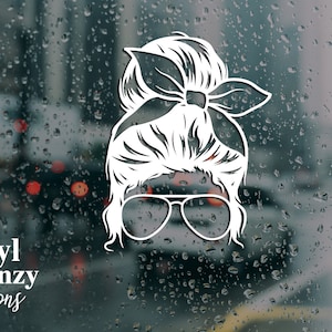 mom life | mom life with glasses and messy bun hair sticker | sunflower sticker | laptop sticker | water bottle sticker | vinyl decal