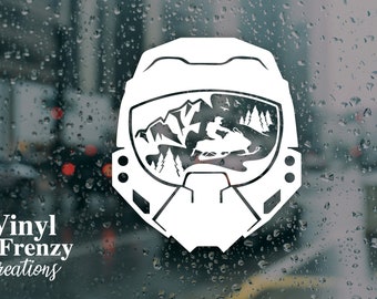 Snowmobile Helmet Scene Vinyl Decal | Laptop, Trailer Sticker