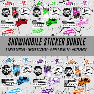 Snowmobile Sticker Bundle | Indoor snowmobile stickers | waterproof stickers | 6 color options |  Braap | snow life | sled life